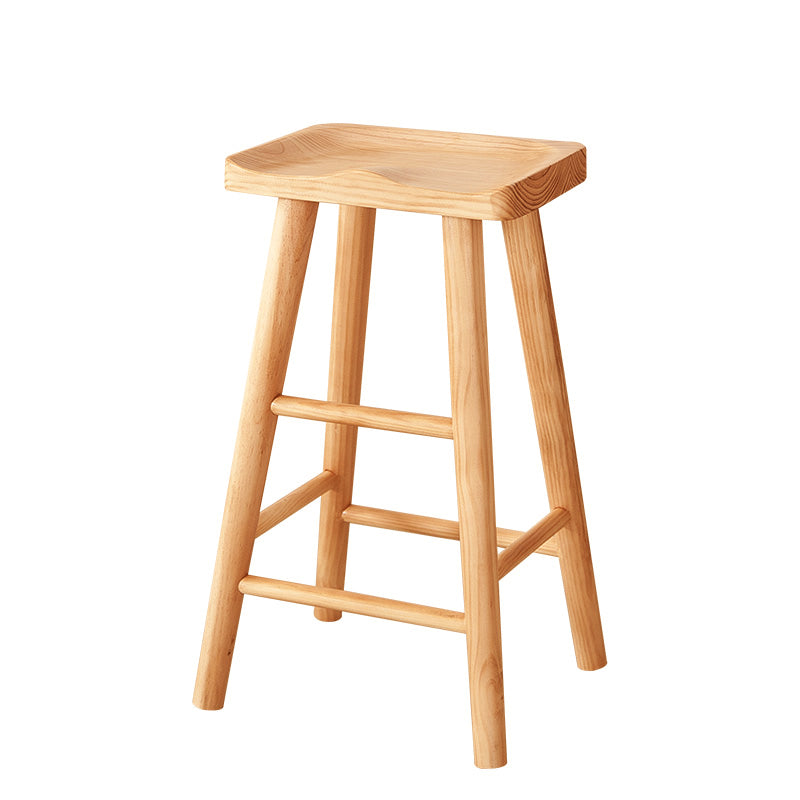 Industrial Solid Wood Counter Stool Armless Bar Stool for Living Room
