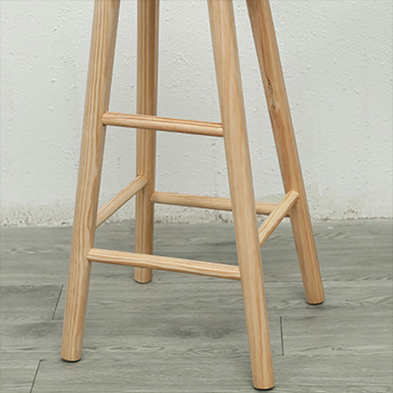 Industrial Solid Wood Counter Stool Armless Bar Stool for Living Room