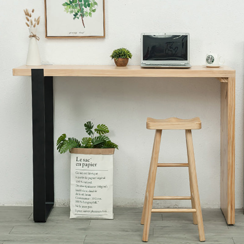 Industrial Solid Wood Counter Stool Armless Bar Stool for Living Room