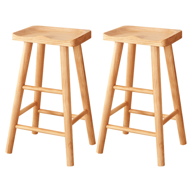 Industrial Solid Wood Counter Stool Armless Bar Stool for Living Room