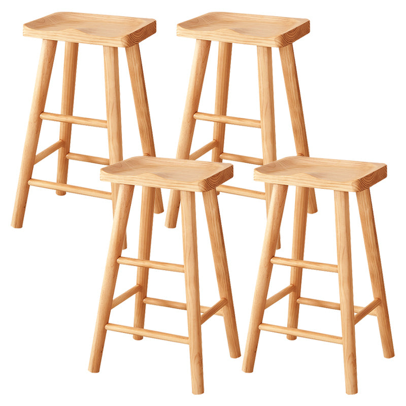 Industrial Solid Wood Counter Stool Armless Bar Stool for Living Room