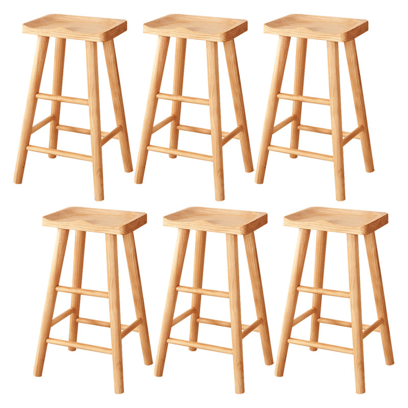 Industrial Solid Wood Counter Stool Armless Bar Stool for Living Room