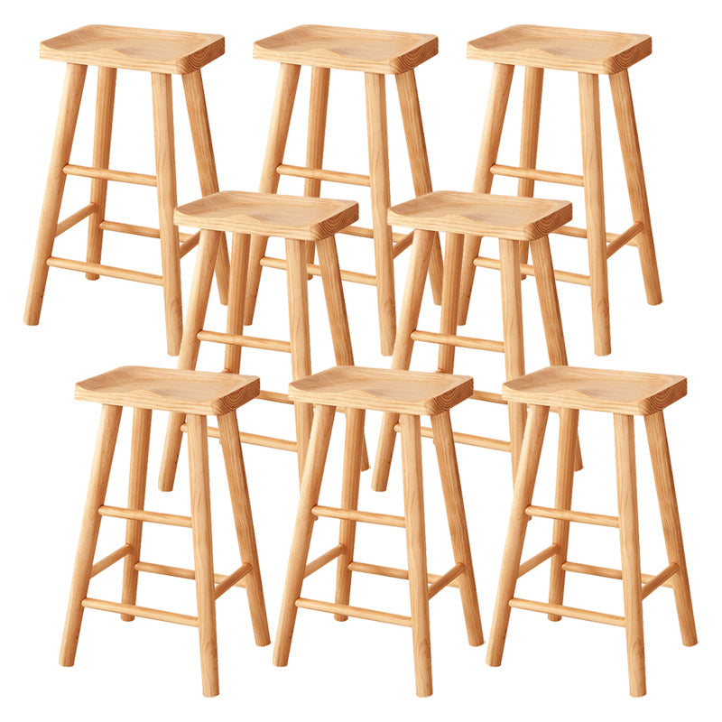 Industrial Solid Wood Counter Stool Armless Bar Stool for Living Room