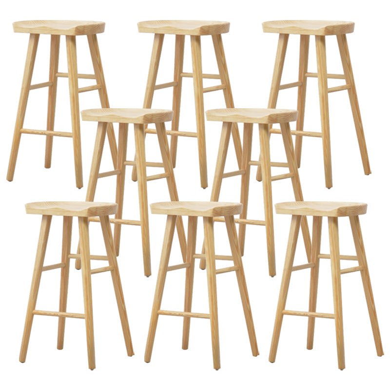 Industrial Solid Wood Counter Stool Armless Bar Stool for Living Room