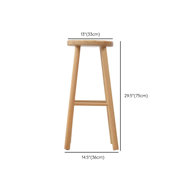 Industrial Solid Wood Counter Stool Armless Bar Stool for Living Room