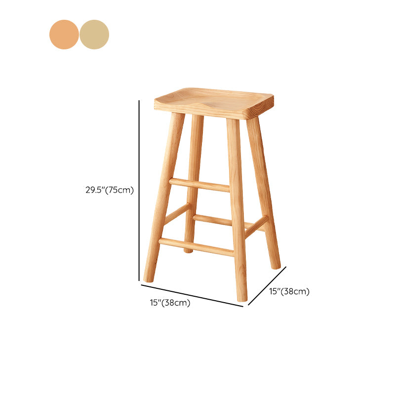 Industrial Solid Wood Counter Stool Armless Bar Stool for Living Room