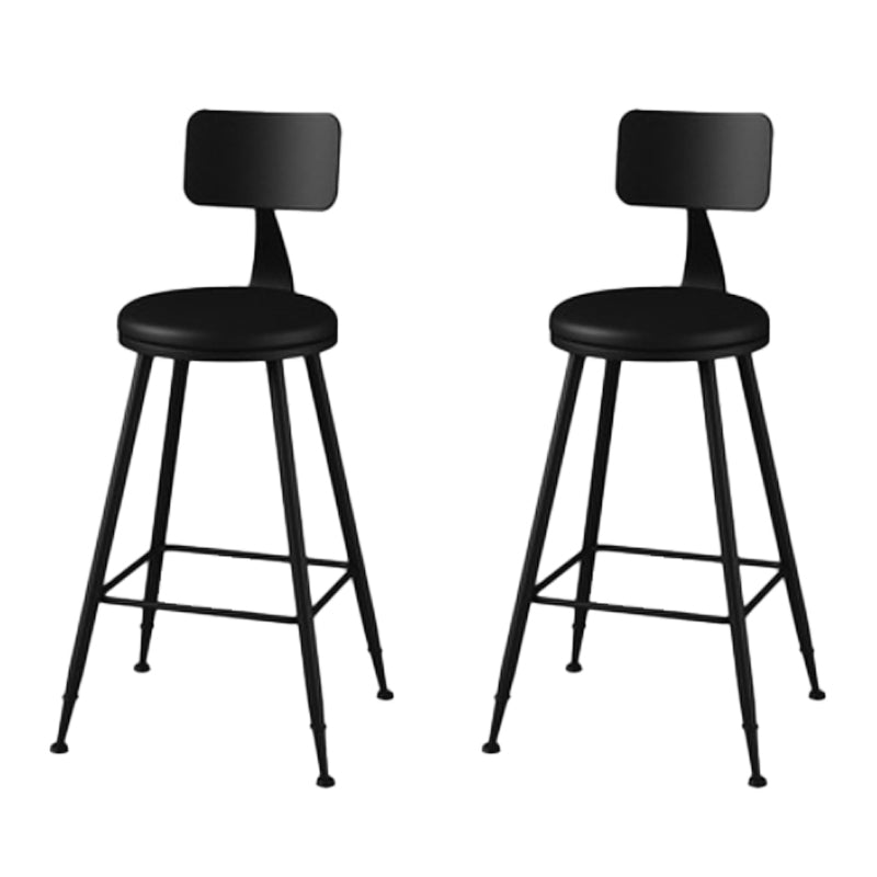 Modern Backrest Armless Counter Stool Iron Bar Stool with Leather Cushion for Dining Room