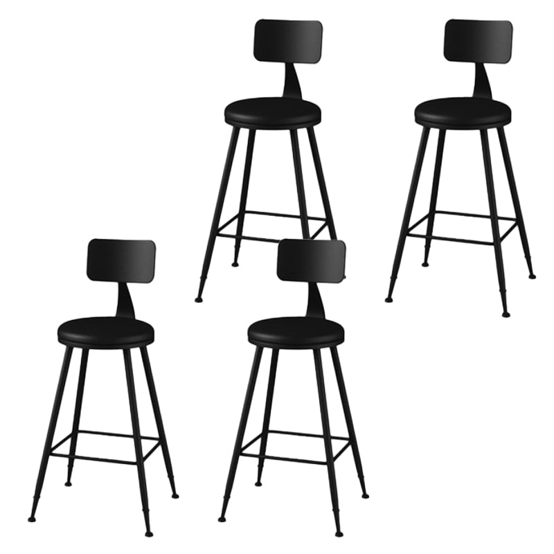 Modern Backrest Armless Counter Stool Iron Bar Stool with Leather Cushion for Dining Room