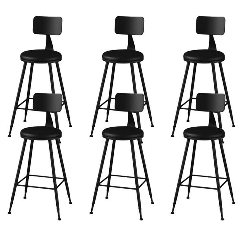 Modern Backrest Armless Counter Stool Iron Bar Stool with Leather Cushion for Dining Room