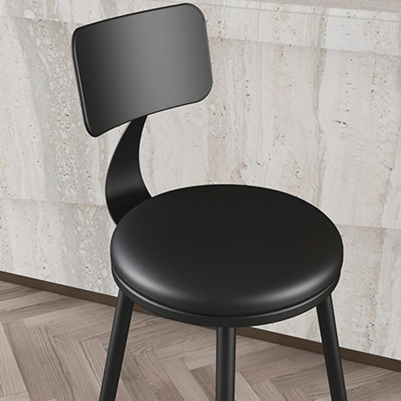 Modern Backrest Armless Counter Stool Iron Bar Stool with Leather Cushion for Dining Room