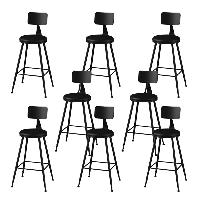 Modern Backrest Armless Counter Stool Iron Bar Stool with Leather Cushion for Dining Room