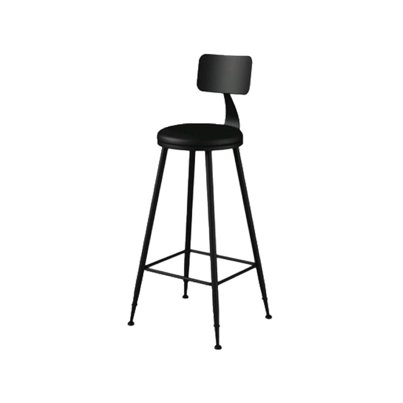 Modern Backrest Armless Counter Stool Iron Bar Stool with Leather Cushion for Dining Room