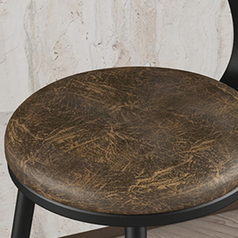 Modern Backrest Armless Counter Stool Iron Bar Stool with Leather Cushion for Dining Room