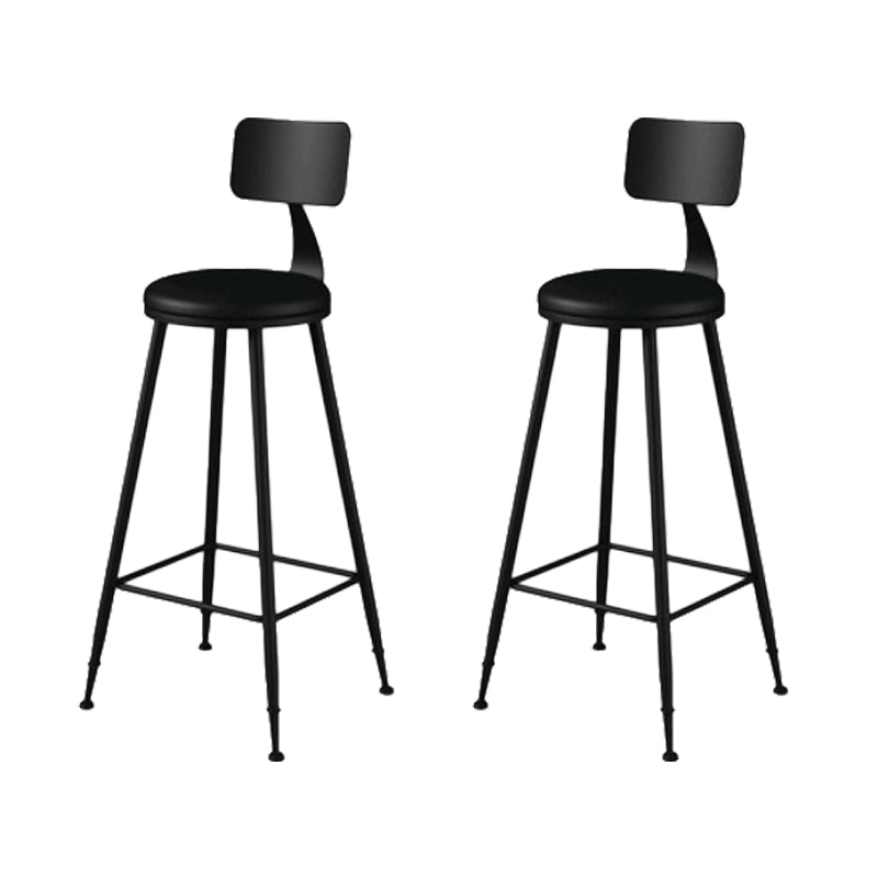 Modern Backrest Armless Counter Stool Iron Bar Stool with Leather Cushion for Dining Room