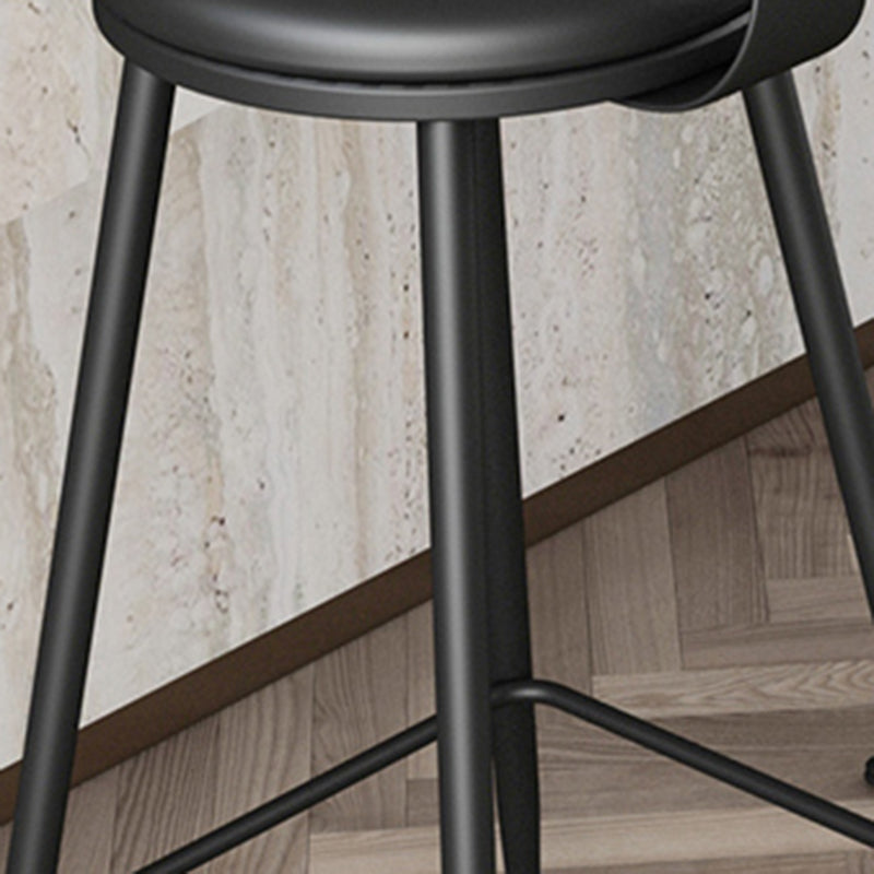 Modern Backrest Armless Counter Stool Iron Bar Stool with Leather Cushion for Dining Room