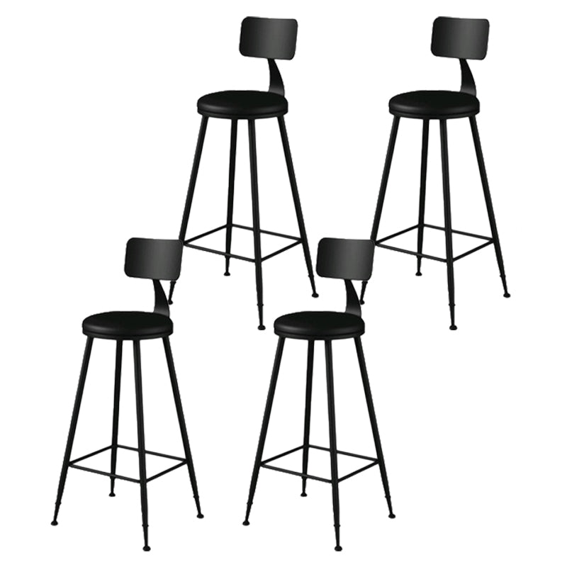 Modern Backrest Armless Counter Stool Iron Bar Stool with Leather Cushion for Dining Room