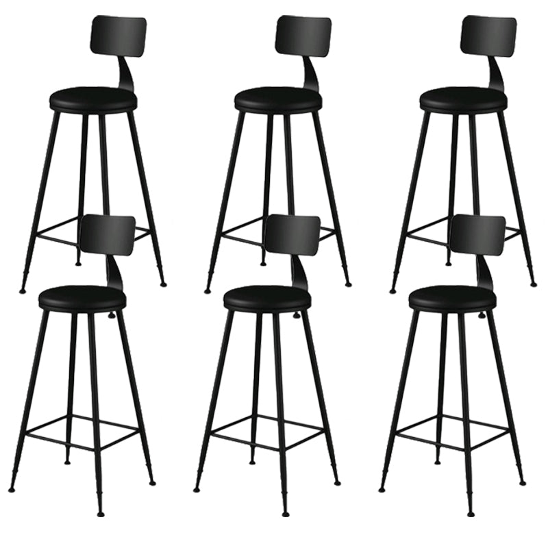 Modern Backrest Armless Counter Stool Iron Bar Stool with Leather Cushion for Dining Room