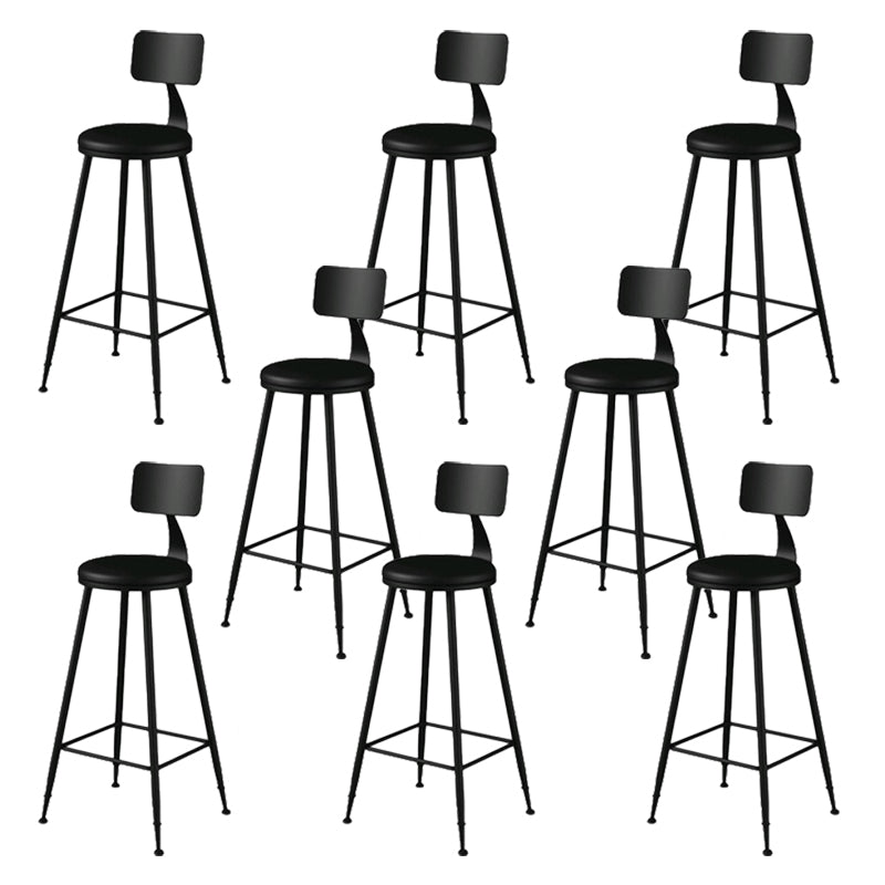 Modern Backrest Armless Counter Stool Iron Bar Stool with Leather Cushion for Dining Room