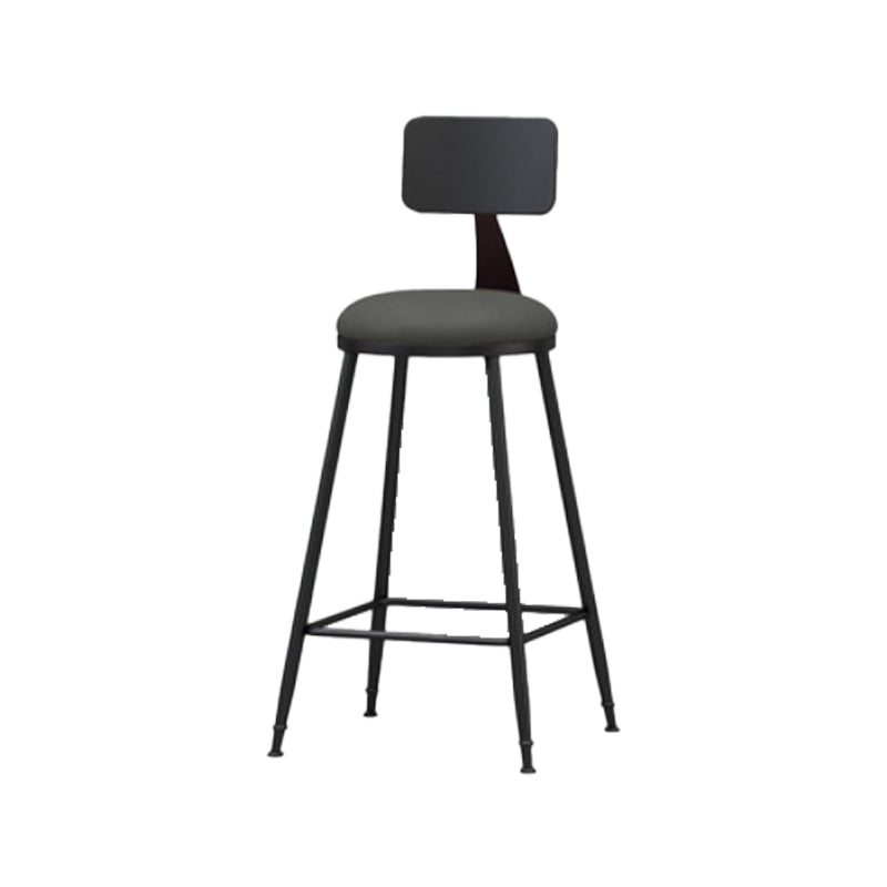 Modern Backrest Armless Counter Stool Iron Bar Stool with Leather Cushion for Dining Room