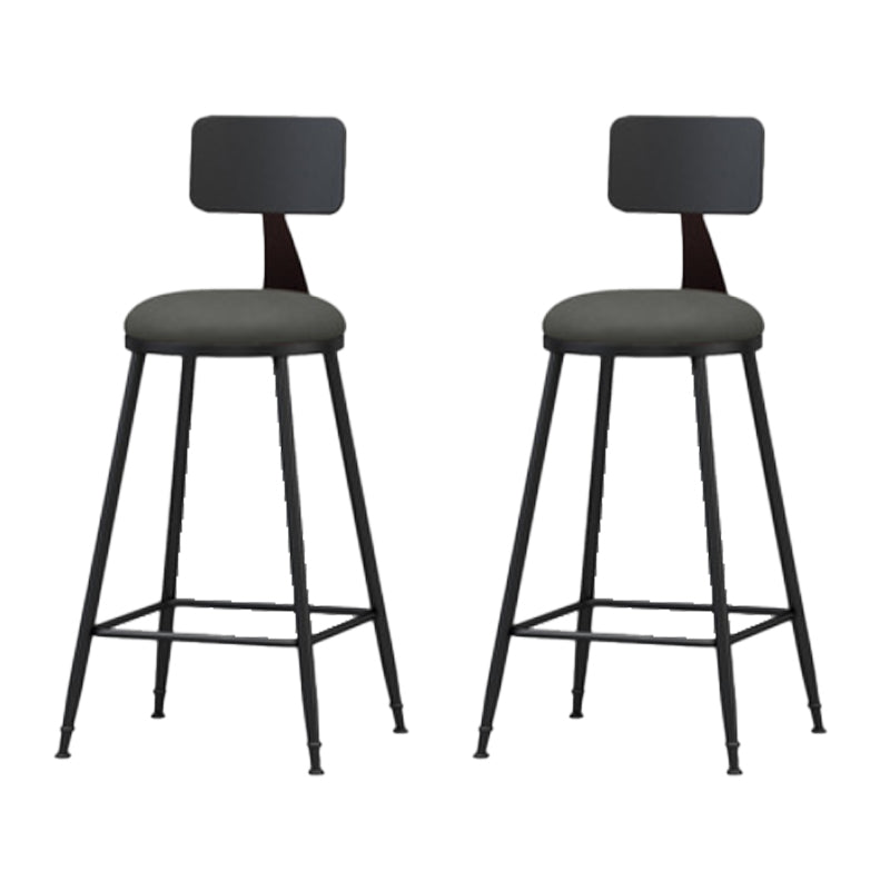 Modern Backrest Armless Counter Stool Iron Bar Stool with Leather Cushion for Dining Room