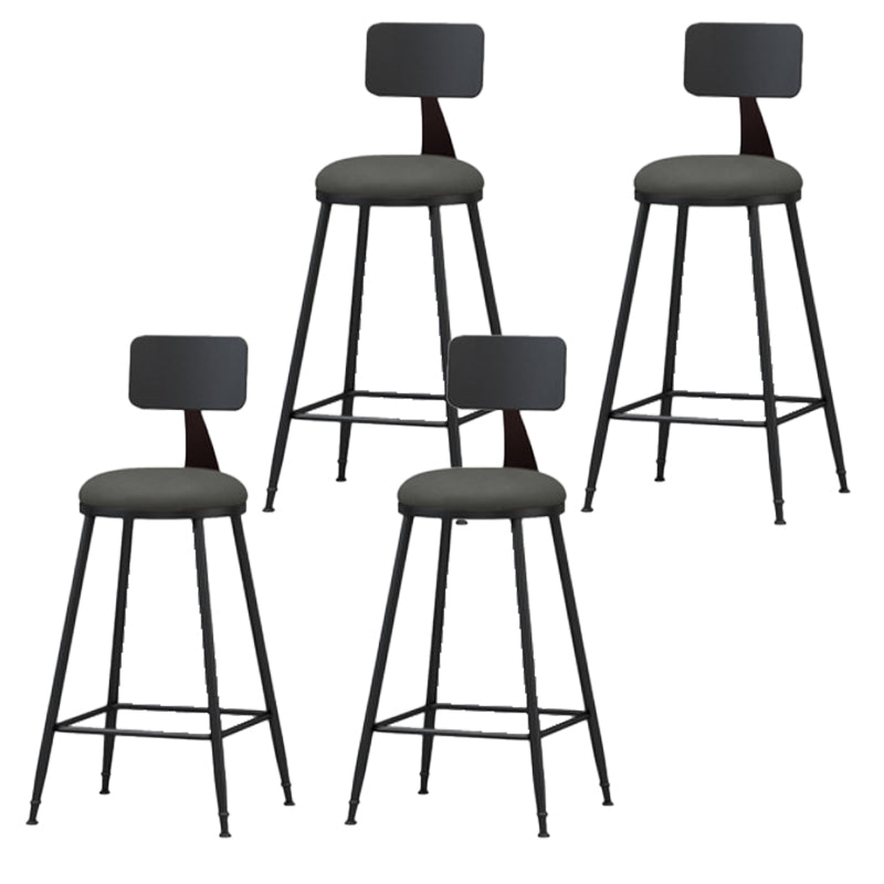 Modern Backrest Armless Counter Stool Iron Bar Stool with Leather Cushion for Dining Room