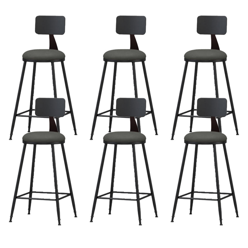 Modern Backrest Armless Counter Stool Iron Bar Stool with Leather Cushion for Dining Room
