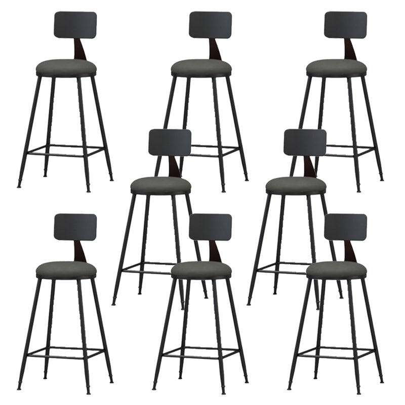 Modern Backrest Armless Counter Stool Iron Bar Stool with Leather Cushion for Dining Room