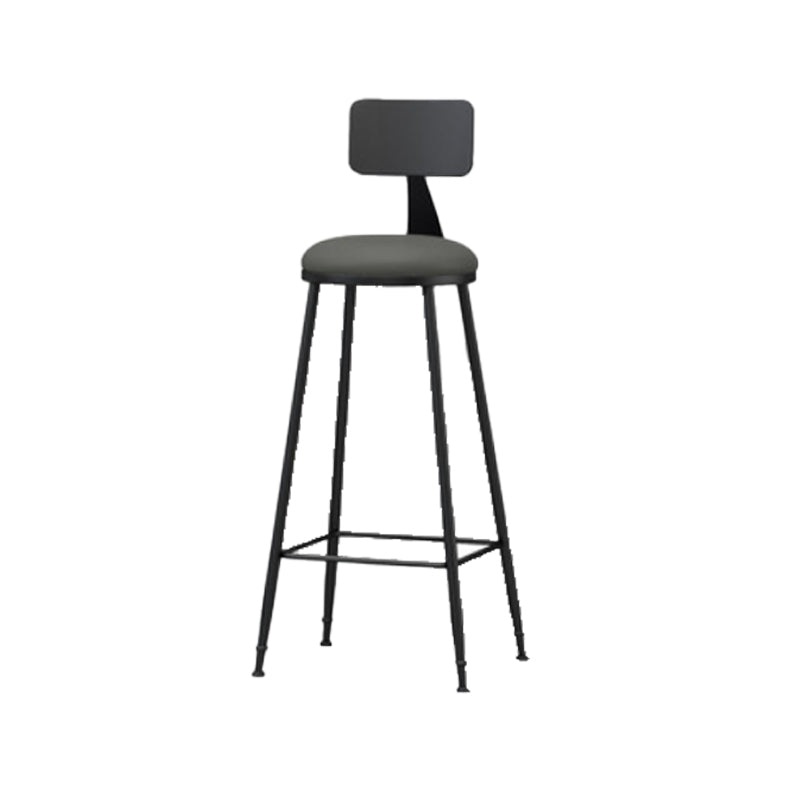 Modern Backrest Armless Counter Stool Iron Bar Stool with Leather Cushion for Dining Room