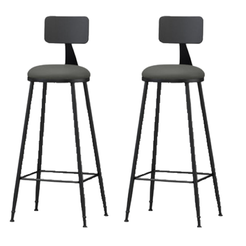 Modern Backrest Armless Counter Stool Iron Bar Stool with Leather Cushion for Dining Room