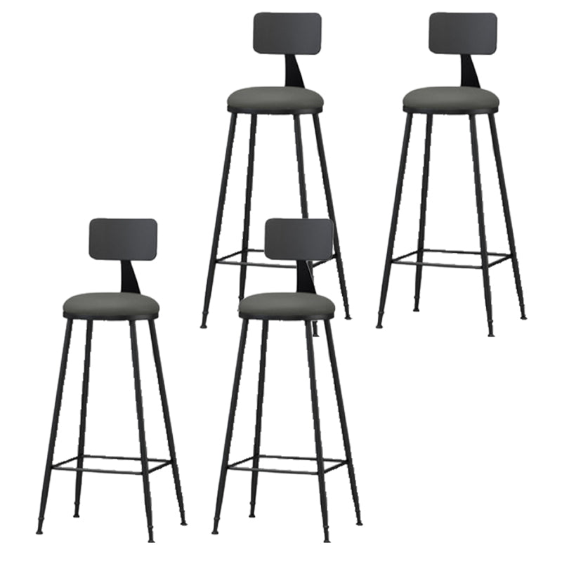 Modern Backrest Armless Counter Stool Iron Bar Stool with Leather Cushion for Dining Room