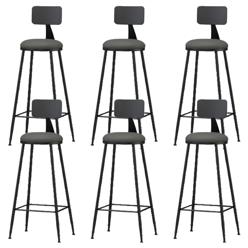 Modern Backrest Armless Counter Stool Iron Bar Stool with Leather Cushion for Dining Room
