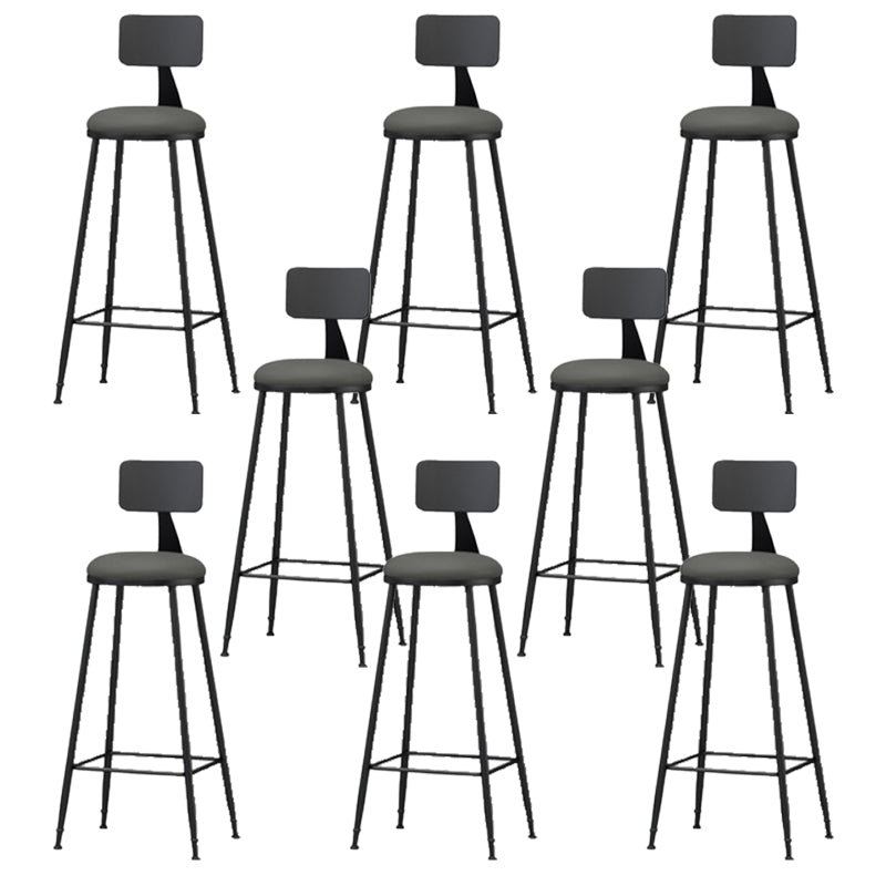 Modern Backrest Armless Counter Stool Iron Bar Stool with Leather Cushion for Dining Room