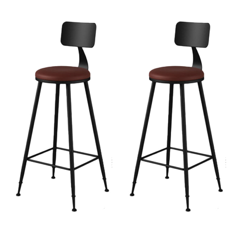 Modern Backrest Armless Counter Stool Iron Bar Stool with Leather Cushion for Dining Room