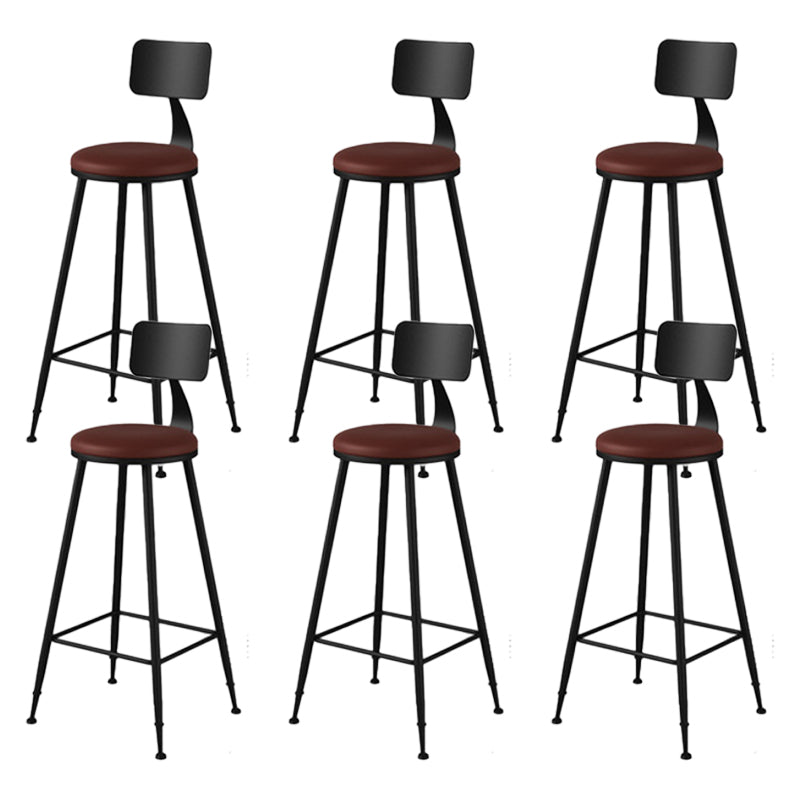 Modern Backrest Armless Counter Stool Iron Bar Stool with Leather Cushion for Dining Room