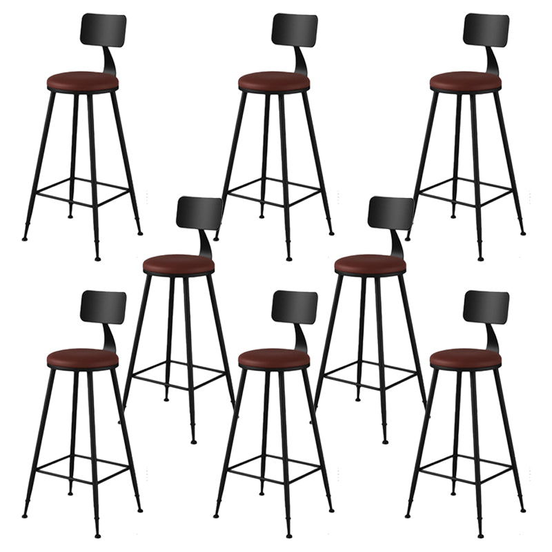 Modern Backrest Armless Counter Stool Iron Bar Stool with Leather Cushion for Dining Room