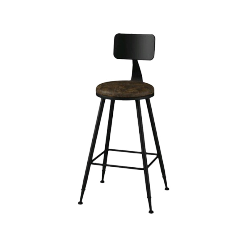 Modern Backrest Armless Counter Stool Iron Bar Stool with Leather Cushion for Dining Room