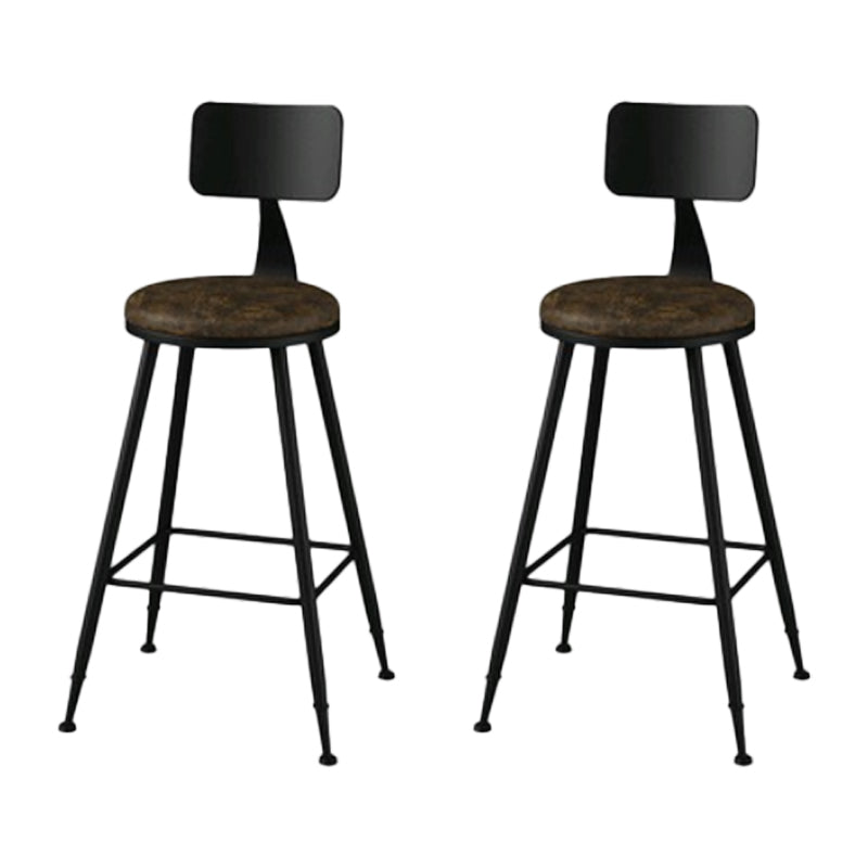 Modern Backrest Armless Counter Stool Iron Bar Stool with Leather Cushion for Dining Room