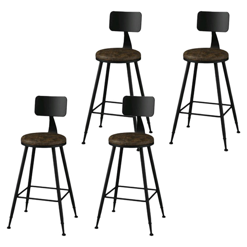 Modern Backrest Armless Counter Stool Iron Bar Stool with Leather Cushion for Dining Room