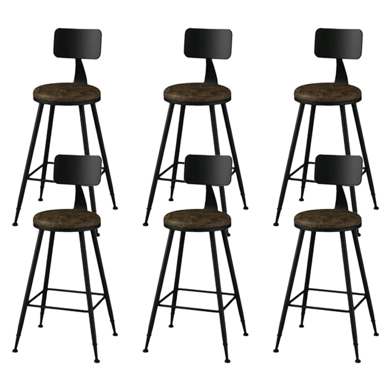 Modern Backrest Armless Counter Stool Iron Bar Stool with Leather Cushion for Dining Room