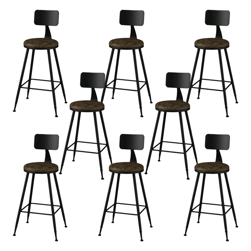 Modern Backrest Armless Counter Stool Iron Bar Stool with Leather Cushion for Dining Room