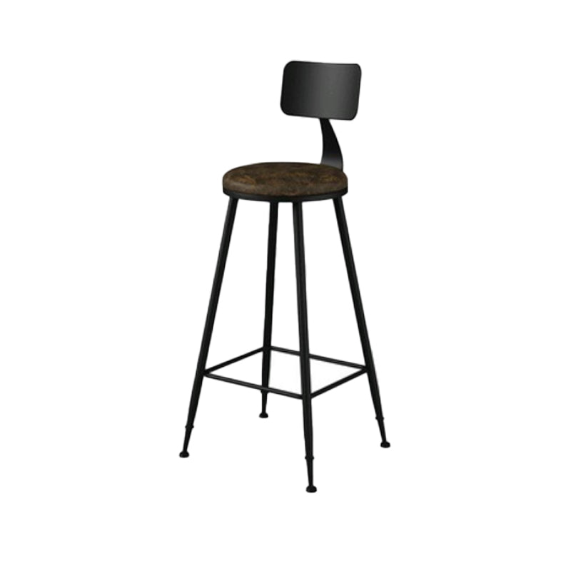 Modern Backrest Armless Counter Stool Iron Bar Stool with Leather Cushion for Dining Room