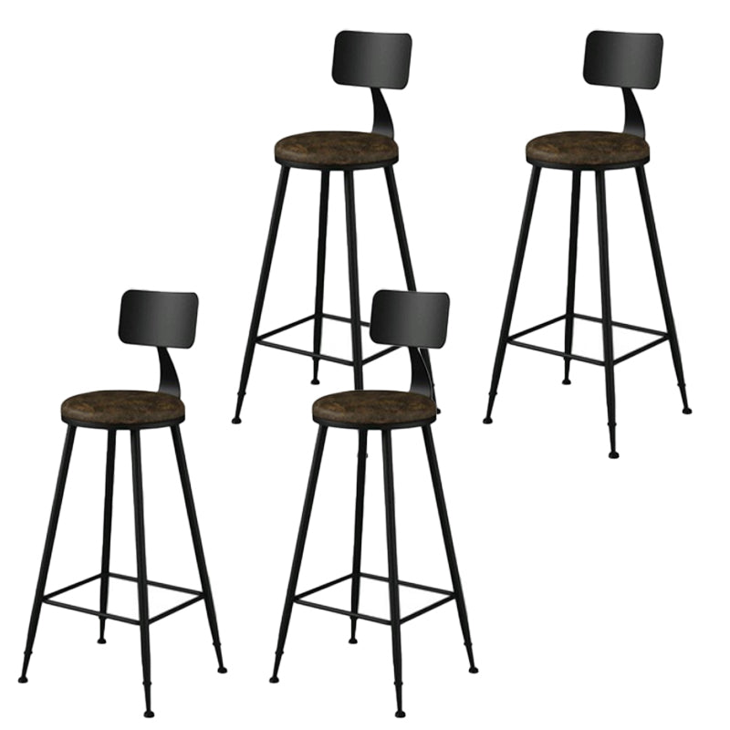 Modern Backrest Armless Counter Stool Iron Bar Stool with Leather Cushion for Dining Room