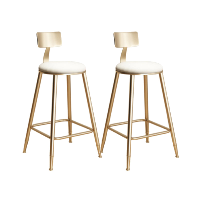 Glam Armless Backrest Counter Stool Iron Bar Stool with Cushion for Milk Tea Shop