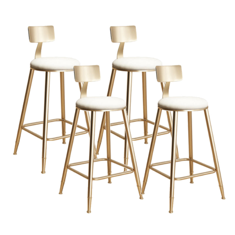Glam Armless Backrest Counter Stool Iron Bar Stool with Cushion for Milk Tea Shop