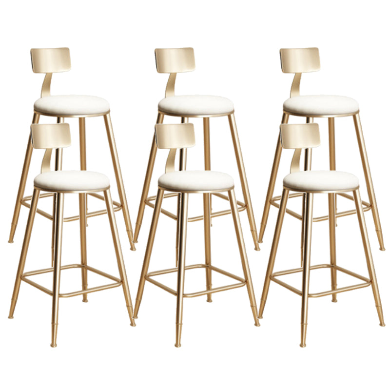 Glam Armless Backrest Counter Stool Iron Bar Stool with Cushion for Milk Tea Shop