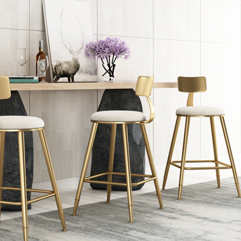 Glam Armless Backrest Counter Stool Iron Bar Stool with Cushion for Milk Tea Shop