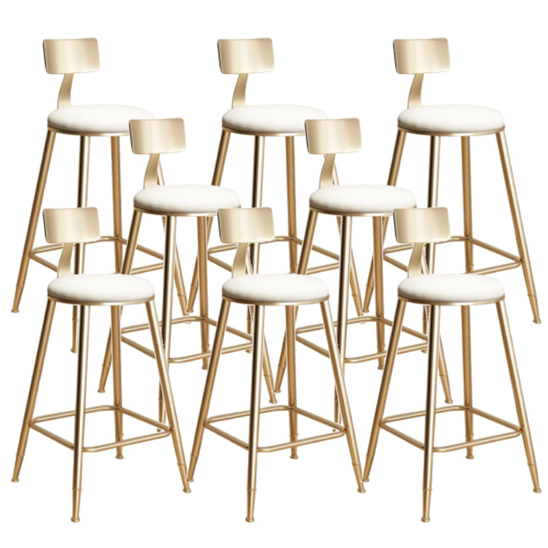 Glam Armless Backrest Counter Stool Iron Bar Stool with Cushion for Milk Tea Shop