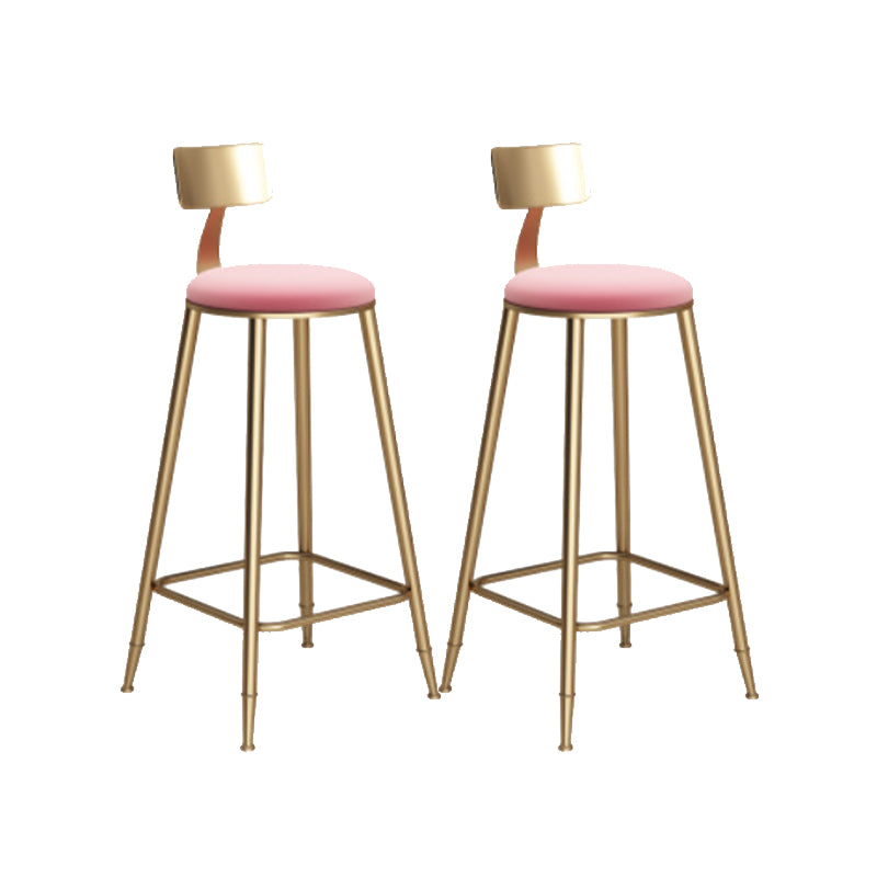 Glam Armless Backrest Counter Stool Iron Bar Stool with Cushion for Milk Tea Shop