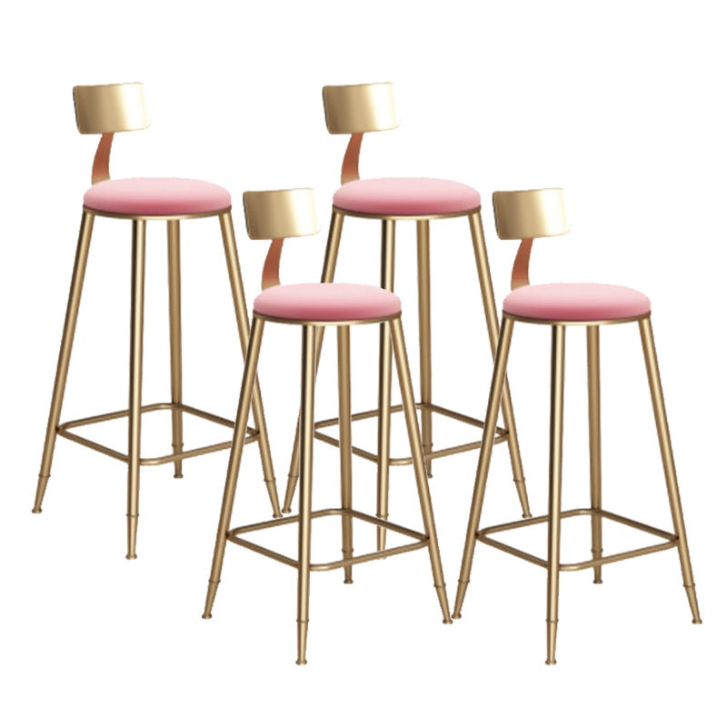 Glam Armless Backrest Counter Stool Iron Bar Stool with Cushion for Milk Tea Shop
