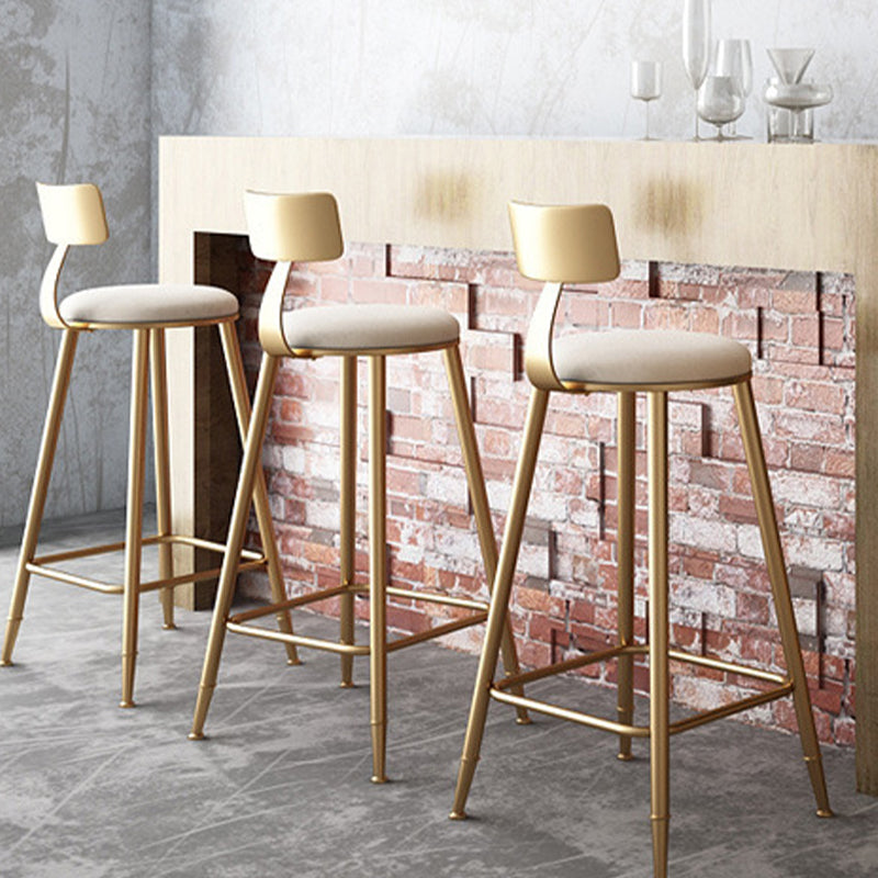 Glam Armless Backrest Counter Stool Iron Bar Stool with Cushion for Milk Tea Shop